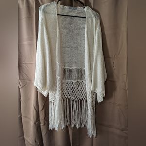 Cream color Fringe cardigan